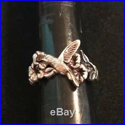 James Avery 3D Hummingbird & Flowers Ring Sterling Silver Size 6