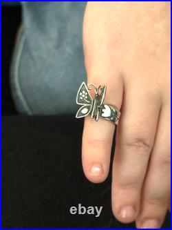 James Avery 3D Mariposa Butterfly & Tulip/Flower Sterling Silver Ring Size 5