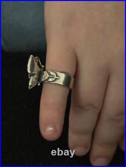 James Avery 3D Mariposa Butterfly & Tulip/Flower Sterling Silver Ring Size 5