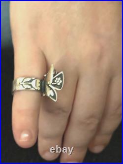 James Avery 3D Mariposa Butterfly & Tulip/Flower Sterling Silver Ring Size 5