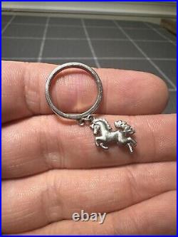 James Avery 3-D Unicorn Retired Charm Dangle Ring Silver 925 Size 5.25
