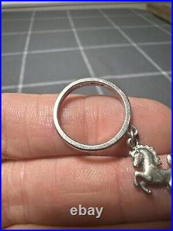 James Avery 3-D Unicorn Retired Charm Dangle Ring Silver 925 Size 5.25