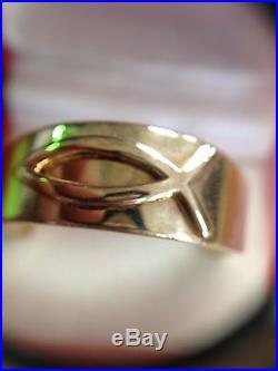 James Avery 7.4 Grams Solid 14k Yellow Gold Wide Fish Ring Size 12