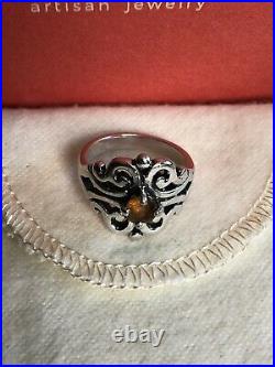 James Avery 925 STERLING SILVER Spanish Lace Ring with Citrine SIZE 6.0