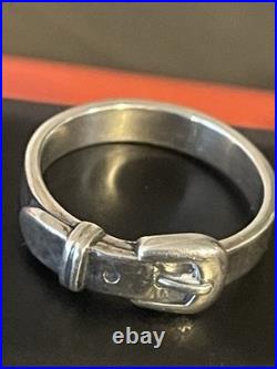 James Avery 925 Silver Hammered Belt Ring Size 8 3/4. RETIRED