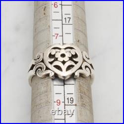James Avery 925 Silver Scrolled Heart Floral Pendant, Ring Sz 8, & Stud Earrings