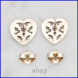James Avery 925 Silver Scrolled Heart Floral Pendant, Ring Sz 8, & Stud Earrings