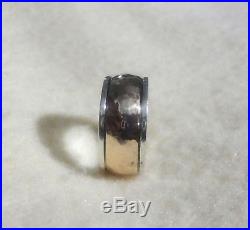 James Avery 925 Sterling Silver & 14k Gold Hammered Wedding Band Ring Size 8.0
