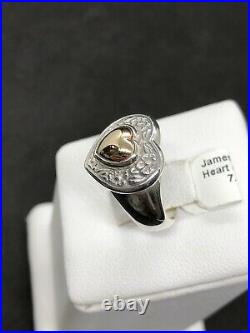 James Avery 925 Sterling Silver & 14k Heart Of Gold Ring Retired