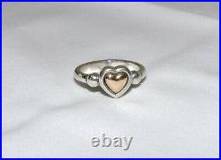 James Avery 925 Sterling Silver & 585 14k Yellow Gold True Heart Ring Size 5.5