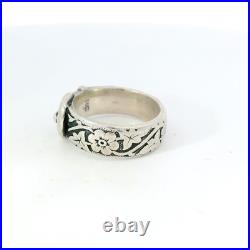 James Avery 925 Sterling Silver 7mm Floral Buckle Band Ring Size 8.5 Retired