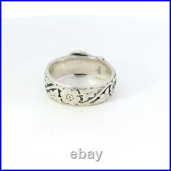 James Avery 925 Sterling Silver 7mm Floral Buckle Band Ring Size 8.5 Retired