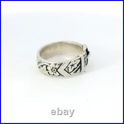 James Avery 925 Sterling Silver 7mm Floral Buckle Band Ring Size 8.5 Retired
