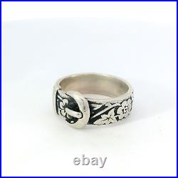 James Avery 925 Sterling Silver 7mm Floral Buckle Band Ring Size 8.5 Retired