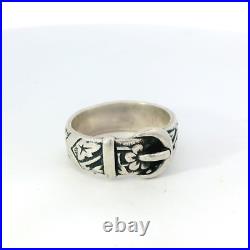 James Avery 925 Sterling Silver 7mm Floral Buckle Band Ring Size 8.5 Retired