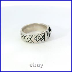James Avery 925 Sterling Silver 7mm Floral Buckle Band Ring Size 8.5 Retired