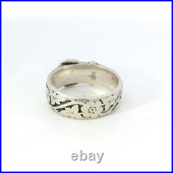 James Avery 925 Sterling Silver 7mm Floral Buckle Band Ring Size 8.5 Retired
