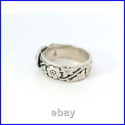 James Avery 925 Sterling Silver 7mm Floral Buckle Band Ring Size 8.5 Retired