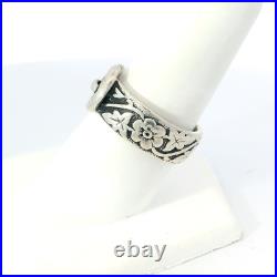 James Avery 925 Sterling Silver 7mm Floral Buckle Band Ring Size 8.5 Retired