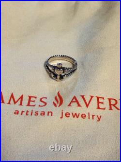 James Avery 925 Sterling Silver Claddagh Band Ring Engraved Size 7 3mm