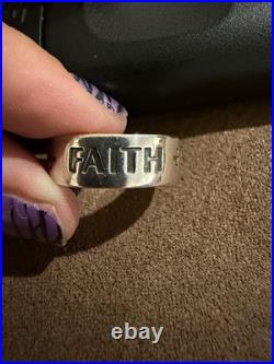 James Avery 925 Sterling Silver Engraved FAITH HOPE LOVE Wide Band Ring Size 8