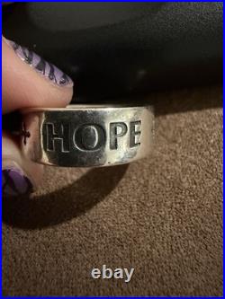James Avery 925 Sterling Silver Engraved FAITH HOPE LOVE Wide Band Ring Size 8