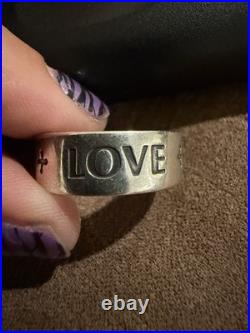 James Avery 925 Sterling Silver Engraved FAITH HOPE LOVE Wide Band Ring Size 8