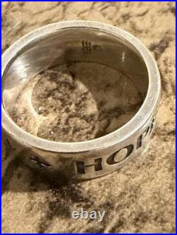 James Avery 925 Sterling Silver Engraved FAITH HOPE LOVE Wide Band Ring Size 8