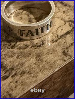 James Avery 925 Sterling Silver Engraved FAITH HOPE LOVE Wide Band Ring Size 8