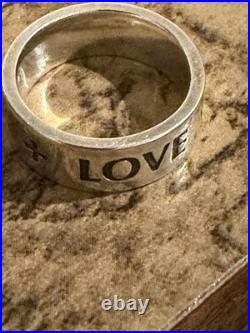 James Avery 925 Sterling Silver Engraved FAITH HOPE LOVE Wide Band Ring Size 8
