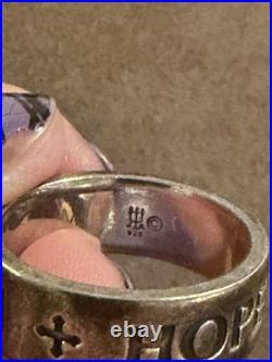 James Avery 925 Sterling Silver Engraved FAITH HOPE LOVE Wide Band Ring Size 8