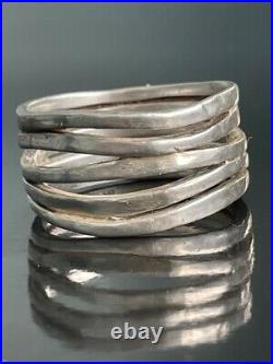 James Avery 925 Sterling Silver Hammered Stocked Multi Band Ring Size 9