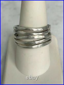 James Avery 925 Sterling Silver Hammered Stocked Multi Band Ring Size 9