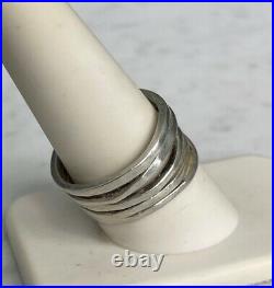 James Avery 925 Sterling Silver Hammered Stocked Multi Band Ring Size 9