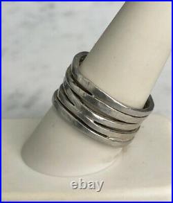 James Avery 925 Sterling Silver Hammered Stocked Multi Band Ring Size 9