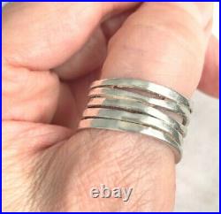 James Avery 925 Sterling Silver Hammered Stocked Multi Band Ring Size 9