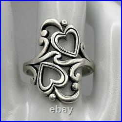 James Avery 925 Sterling Silver Swirls And Scrolls Hearts Ring Size 7.5