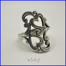 James Avery 925 Sterling Silver Swirls And Scrolls Hearts Ring Size 7.5