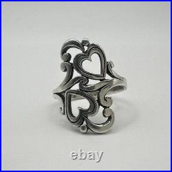 James Avery 925 Sterling Silver Swirls And Scrolls Hearts Ring Size 7.5