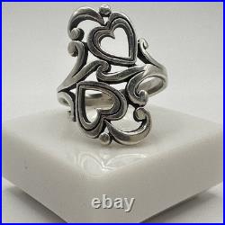 James Avery 925 Sterling Silver Swirls And Scrolls Hearts Ring Size 7.5