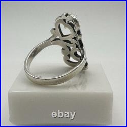 James Avery 925 Sterling Silver Swirls And Scrolls Hearts Ring Size 7.5