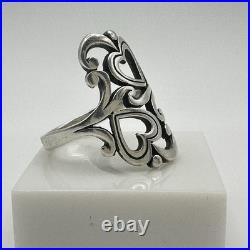 James Avery 925 Sterling Silver Swirls And Scrolls Hearts Ring Size 7.5