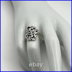 James Avery 925 Sterling Silver Swirls And Scrolls Hearts Ring Size 7.5