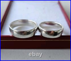 James Avery 925 Sterling Silver Wide Athena Wedding Band Set Rings Size 7.5 & 11