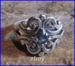 James Avery 925 Sterling Spanish Lace Birthstone Blue Topaz Ring Size 8