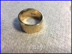 James Avery 9.5MM Hammered Wide Band Ring 14k Yellow Gold Size 8 (see pic)