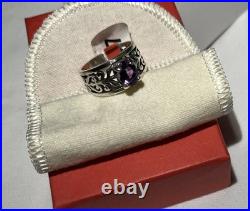 James Avery Adoree 925 Sterling Silver Oval Amethyst Ring Size 7 8mm Signed
