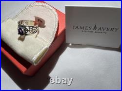 James Avery Adoree 925 Sterling Silver Oval Amethyst Ring Size 7 8mm Signed