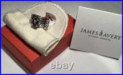 James Avery Adoree 925 Sterling Silver Oval Amethyst Ring Size 7 8mm Signed