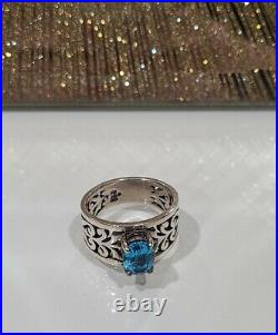 James Avery Adoree Ring Blue Topaz Sz 6 Sterling Silver